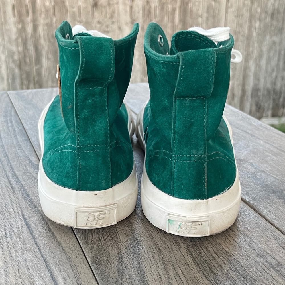 PF Flyers Center Hi Sneakers Men 8.5 Green Suede Leather High Top AA22S1AV Shoes - Picture 6 of 13